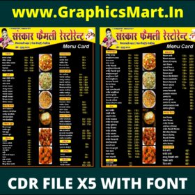 Professional Restaurant Menu Card Design CDR File X5 With Font
