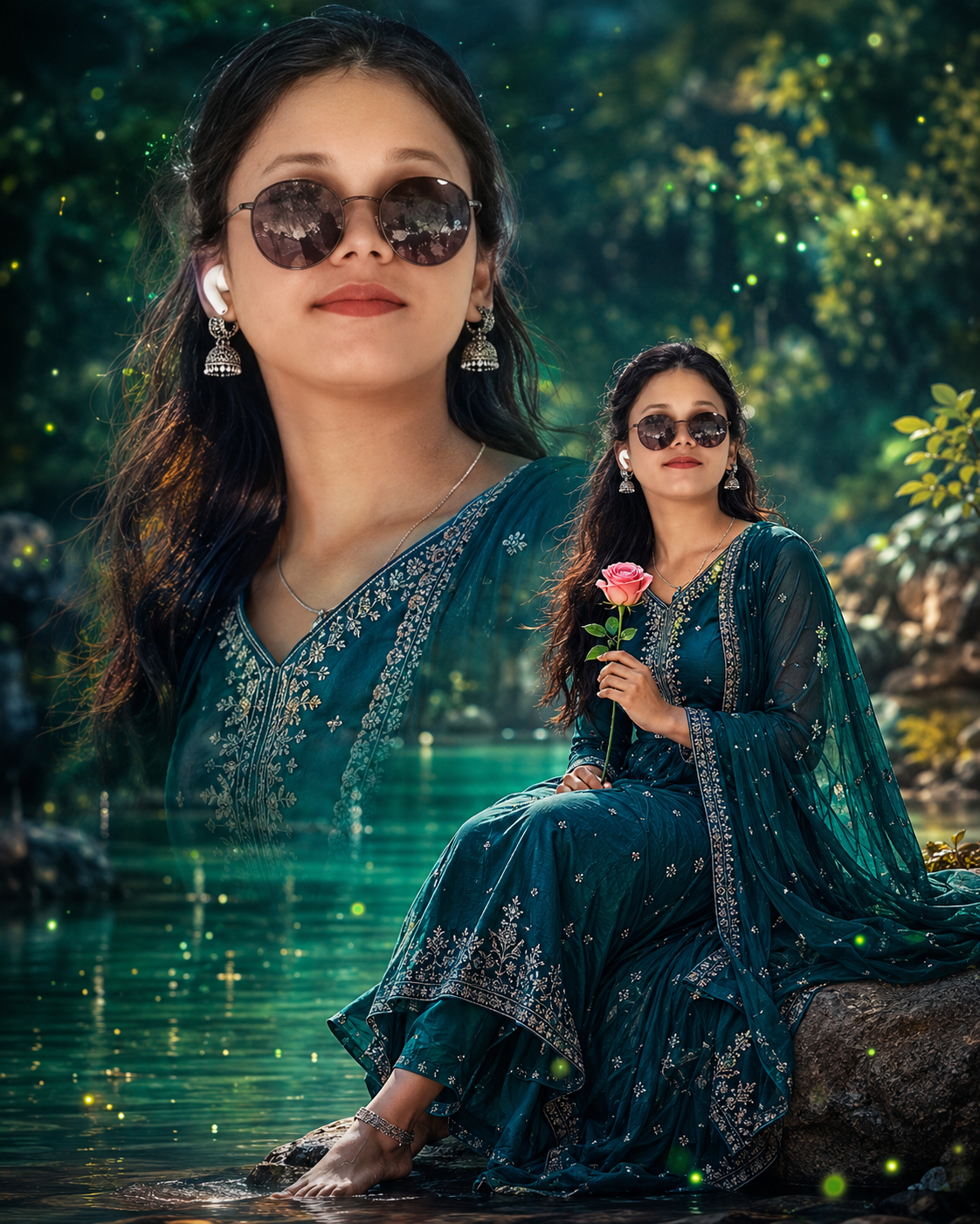 Ultra Realistic Cinematic Fantasy Double Exposure Portrait Prompt | Enchanted Forest AI Photo | Face Lock 8K