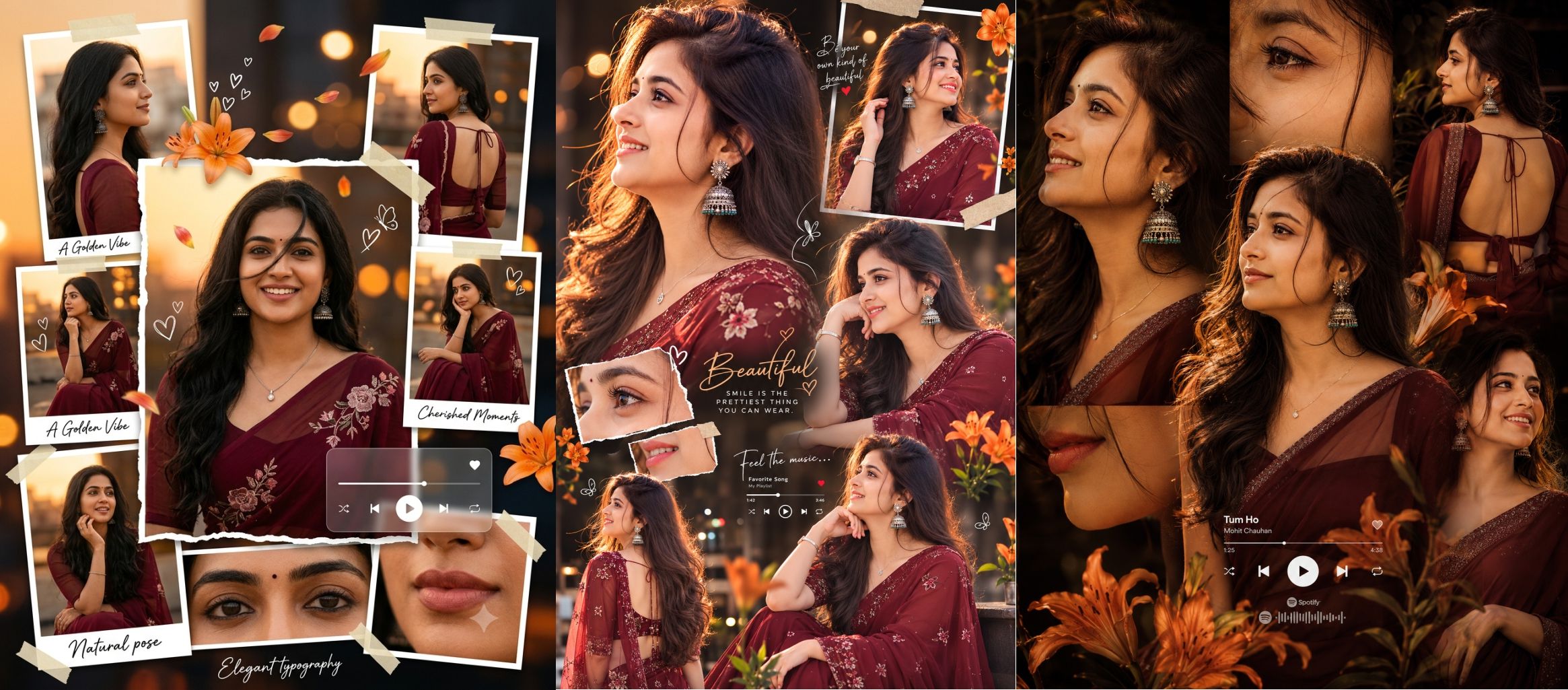 Warm Aesthetic Instagram Collage AI Prompt | Cinematic Multi Photo Portrait Prompt for ChatGPT & Gemini