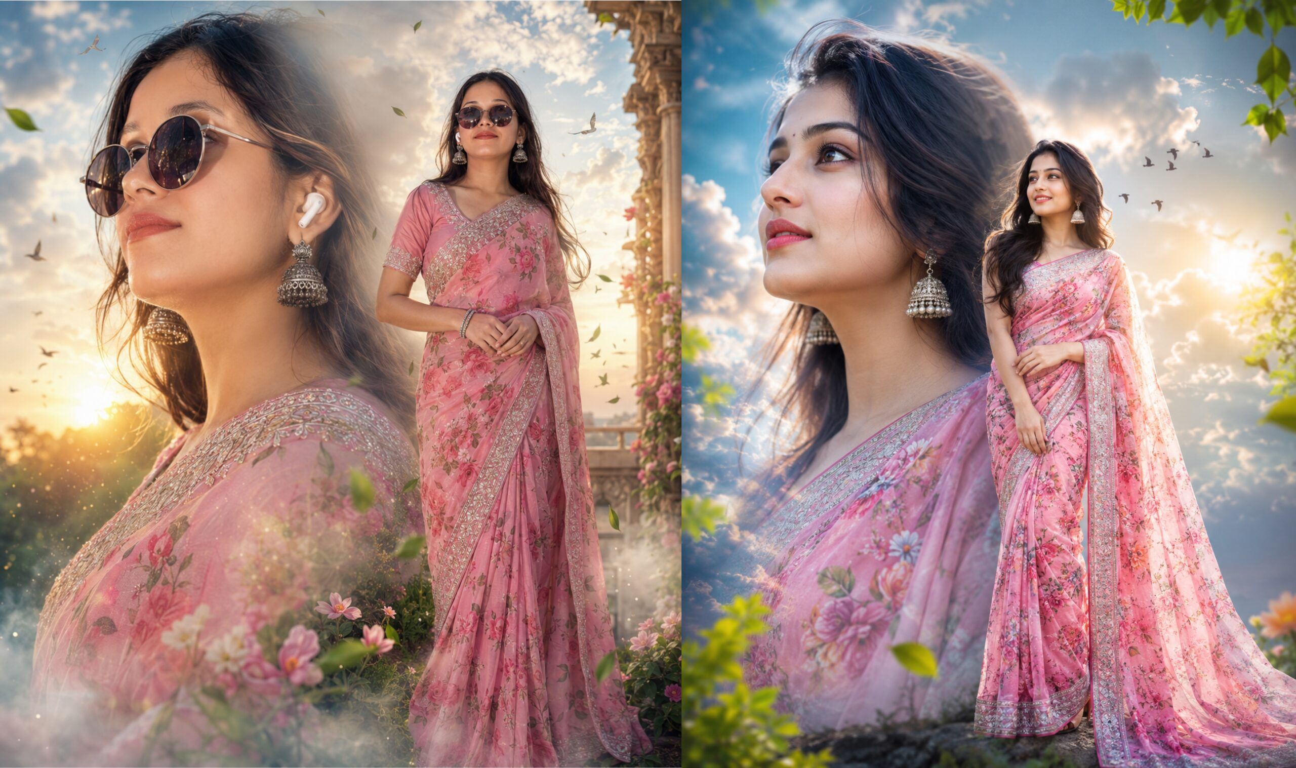 Ultra Realistic Cinematic Double Exposure Indian Woman Portrait AI Prompt (16K UHD)