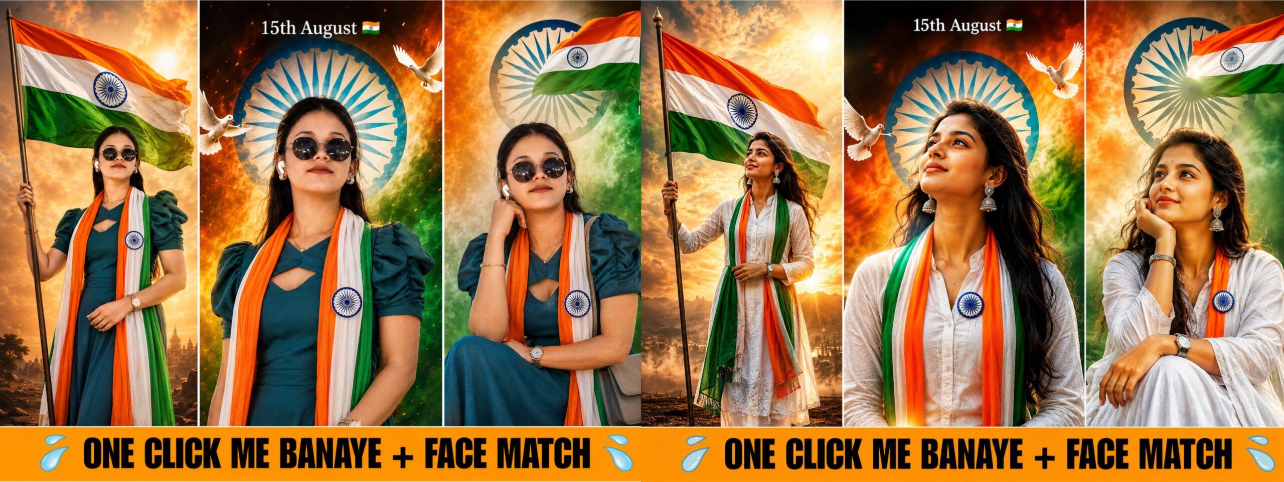 Indian Girl Independence Day AI Photo Prompt | 15 August Face Match 16K