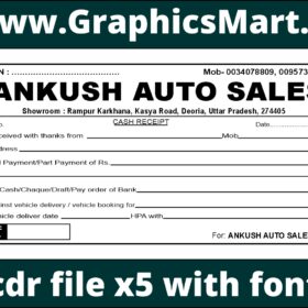 Ankush Auto Sales Cash Receipt CDR File – Professional Editable Receipt Book Design With Font