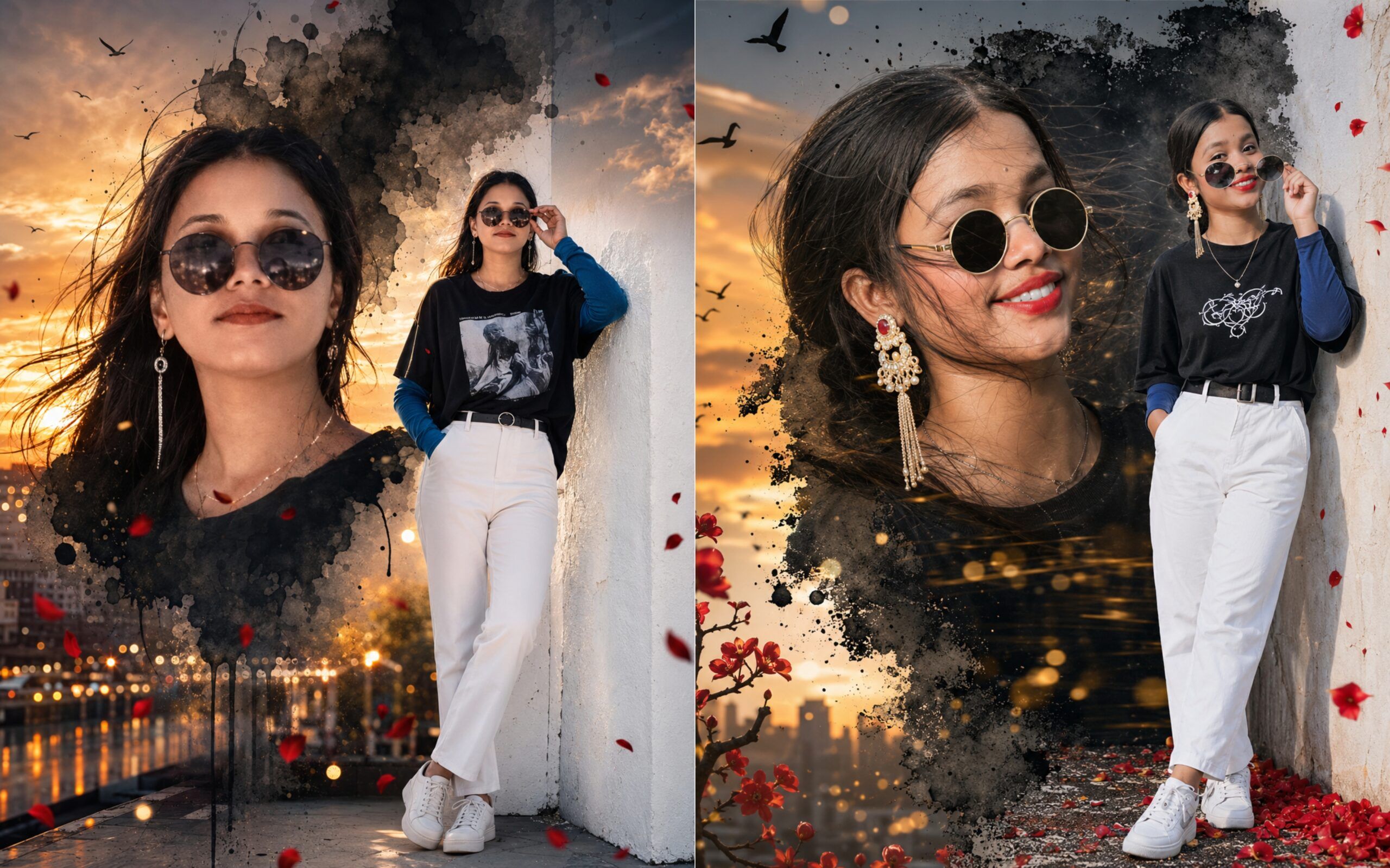 Double Exposure Cinematic Portrait Prompt with Face Lock | AI Photo Collage 8K