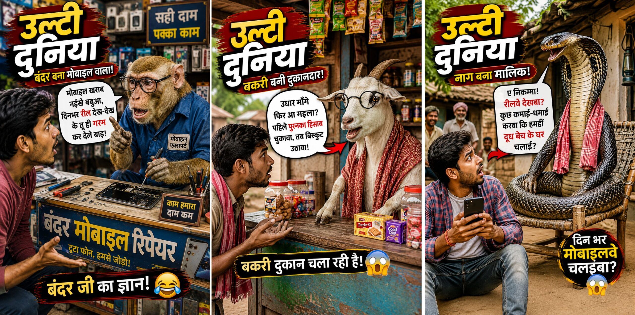 Funny Animal AI Video Prompts for Gemini | Bhojpuri Comedy 8 Second Videos