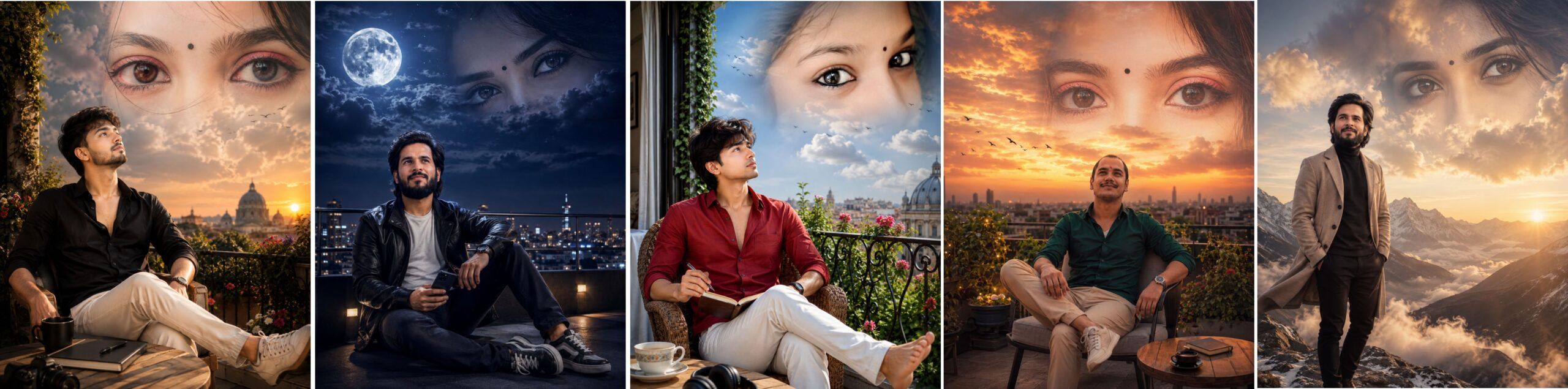 Romantic Double Exposure AI Photo Prompt | 1 or 2 Photo Upload | Boy & Girl Dreamy Portrait
