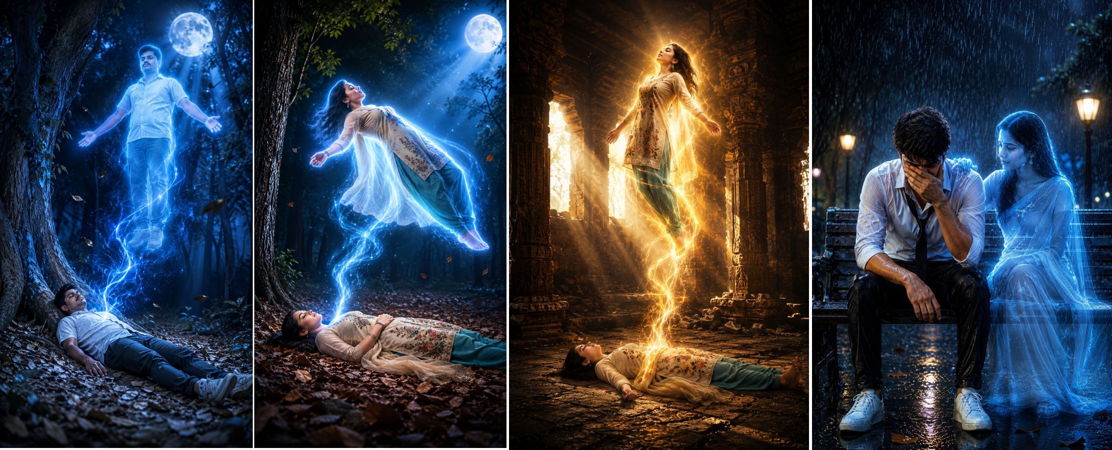 Rainy Night Spiritual Companion AI Photo Prompt – Create Cinematic Ghost Effect