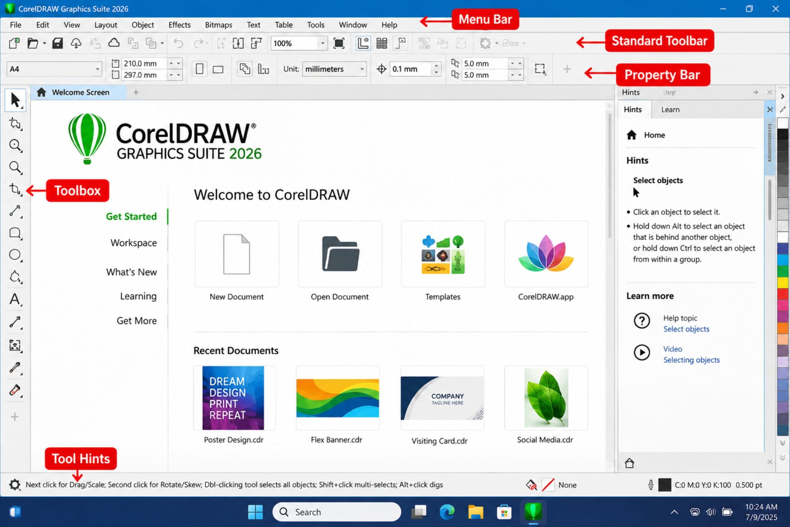 CorelDRAW Graphics Suite 2026 Interface