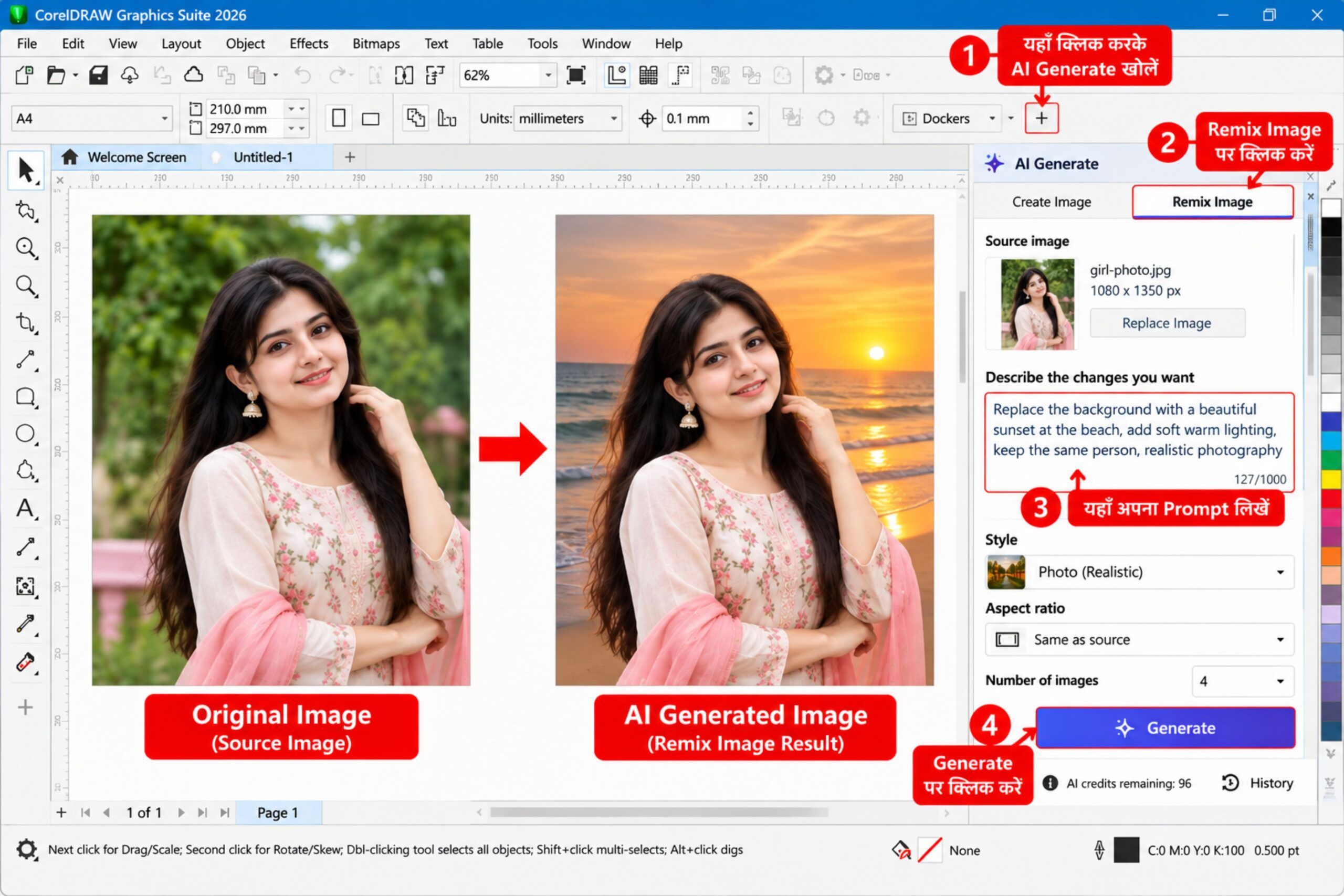 CorelDRAW 2026 Remix Image AI Tool